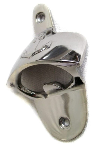 Abridor de botellas de pared marítima - latón, niquelado - motivo de ancla 