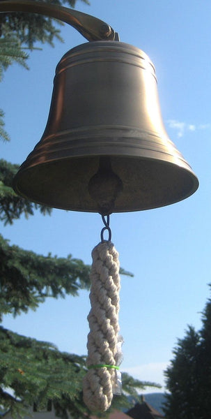 Campana de barco maciza - latón antiguo resistente al deslustre - sin pulir - 1,5 kg 