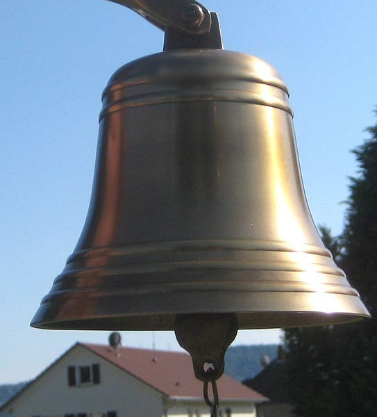Campana de barco maciza - latón antiguo resistente al deslustre - sin pulir - 1,5 kg 