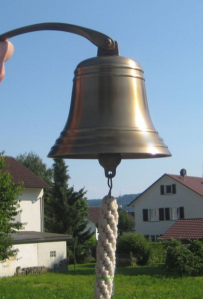 Campana de barco maciza - latón antiguo resistente al deslustre - sin pulir - 1,5 kg 