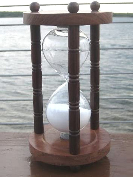 Großes, dekoratives Stundenglas, Sanduhr 60 min Höhe 22,5 cm, Holz - maritime-deco