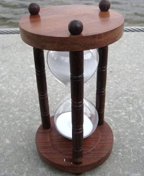 Großes, dekoratives Stundenglas, Sanduhr 60 min Höhe 22,5 cm, Holz - maritime-deco