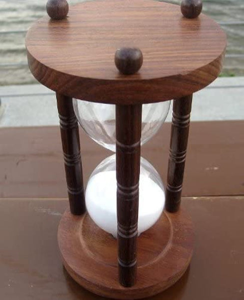 Großes, dekoratives Stundenglas, Sanduhr 60 min Höhe 22,5 cm, Holz - maritime-deco