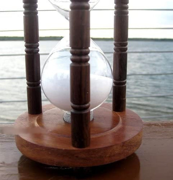Großes, dekoratives Stundenglas, Sanduhr 60 min Höhe 22,5 cm, Holz - maritime-deco