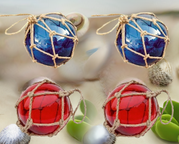 Bolas de pesca de 10 cm en red - azul y rojo - 4 piezas - 