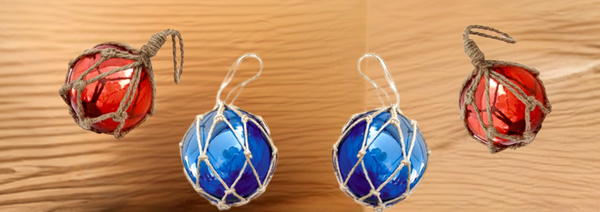 Bolas de pesca de 10 cm en red - azul y rojo - 4 piezas - 