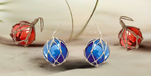 Bolas de pesca de 10 cm en red - azul y rojo - 4 piezas - 