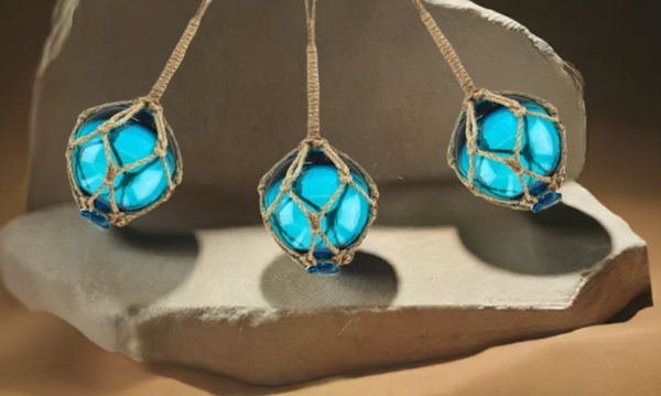 3 x bolas de pesca en red - turquesa 10 cm 