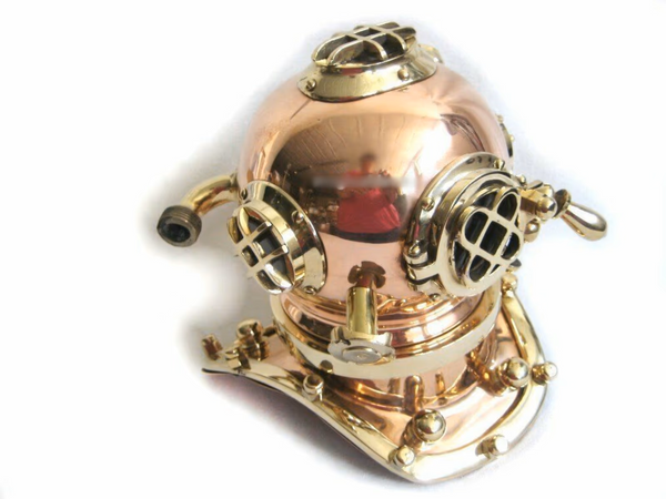 Campana de buceo maciza de cobre y latón - marinera - náutica - decoración marítima