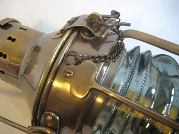 Lámpara de barco muy sólida - lámpara de ancla - latón bruñido petróleo mate