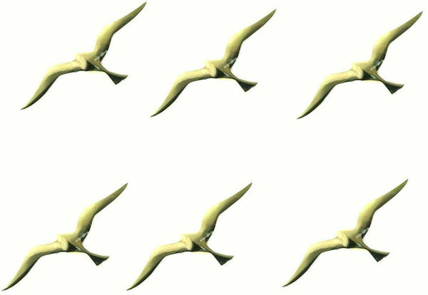 Lote de 6 - MUY ELEGANTE - Decoración de pared Gaviota con anillas para colgar - de latón - 30 cm