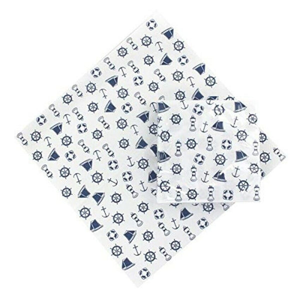 4x servilleteros de latón niquelado + 20 servilletas faro, volante 