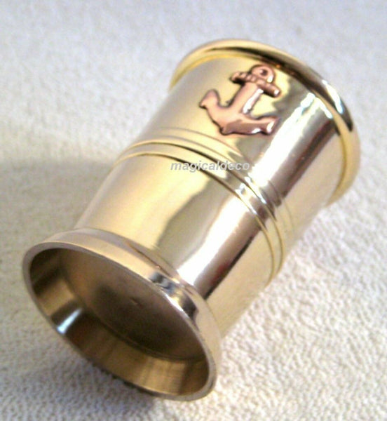 Schnapsbecher aus Messing/Kupfer - innen versilbert- maritim- Ankermotiv