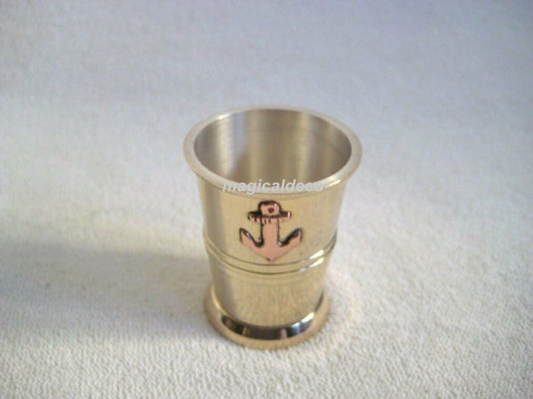 Schnapsbecher aus Messing/Kupfer - innen versilbert- maritim- Ankermotiv