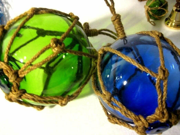 10 cm - pelota de pesca en red - azul, verde, ámbar (marrón) - 3 piezas