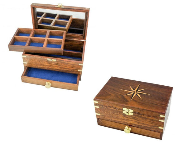 1X joyero con espejo de madera con latón