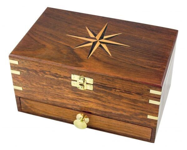 1X joyero con espejo de madera con latón