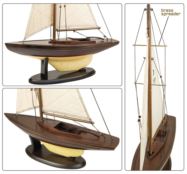 59 cm - Yate grande y decorativo, velero, modelo de barco, velero de madera 