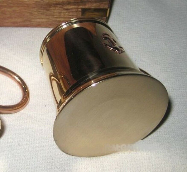 Rum/Schnapsbecher aus Messing/Kupfer - innen versilbert- maritim- Ankermotiv
