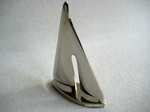 Maqueta decorativa de barco/marinero - material latón macizo, niquelado 15 cm