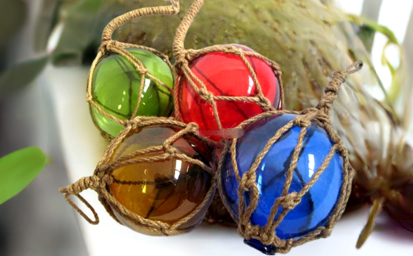 4 piezas - pelota de pescar en red - verde, azul, rojo y ámbar (marrón) 12,5 cm 