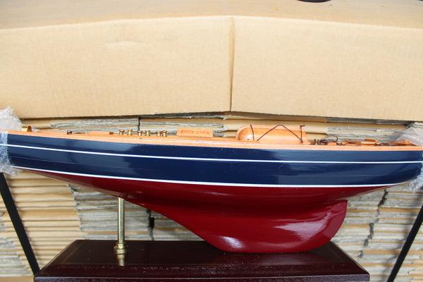 Große Yacht, Segelschiff, Schiffsmodell Segelboot Holz 86 cm- Stoffsegel, Holz - maritime-deco
