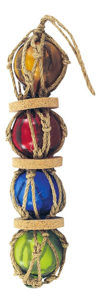 4 pequeñas bolas de pesca en un diámetro de red. 5 cm - Largo 25/36 cm 