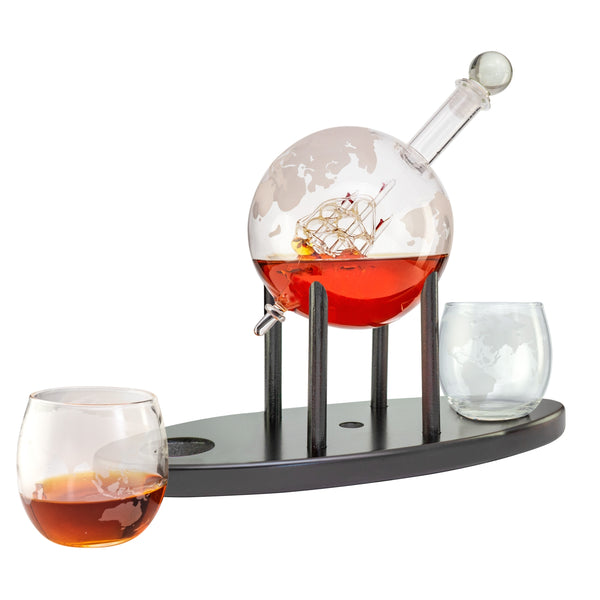 Jarra en forma de globo + 2 vasos de mapamundi