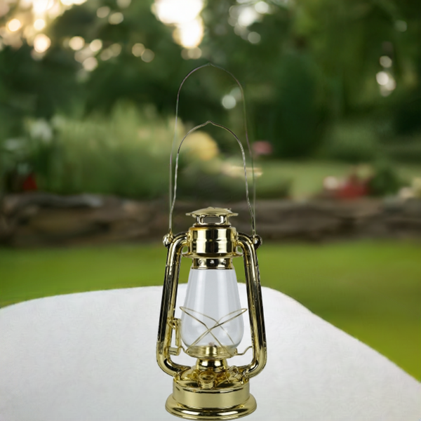 Linterna de tormenta de petróleo de metal, color latón 