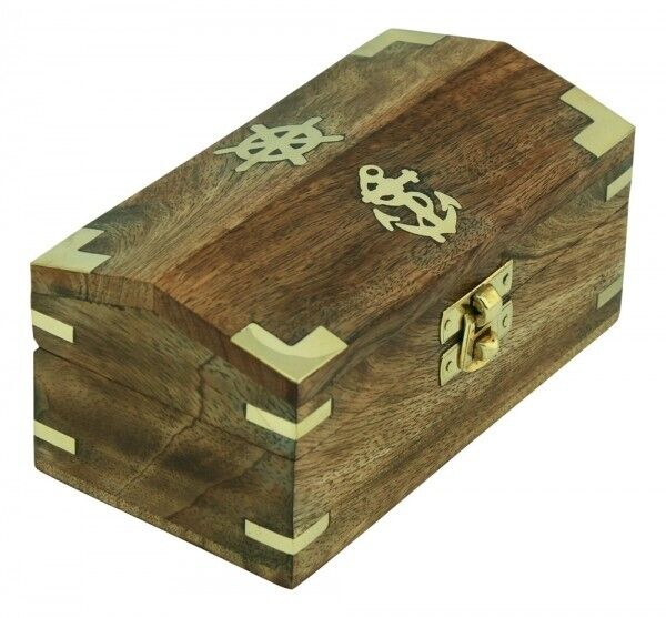 Holzkiste- Messingscharniere- Schatzkiste Truhe