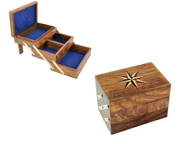 1X joyero extensible - madera con latón 