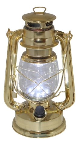 Linterna de tormenta LED de metal y aspecto de latón