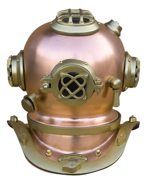 Campana de buceo maciza de cobre y latón - marinera - náutica - decoración marítima