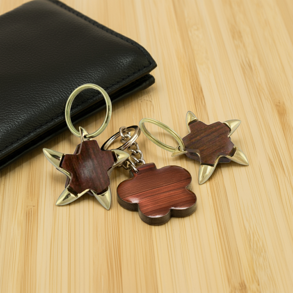 2X Maritimer Schlüsselanhänger- Messing- Holz- Seestern