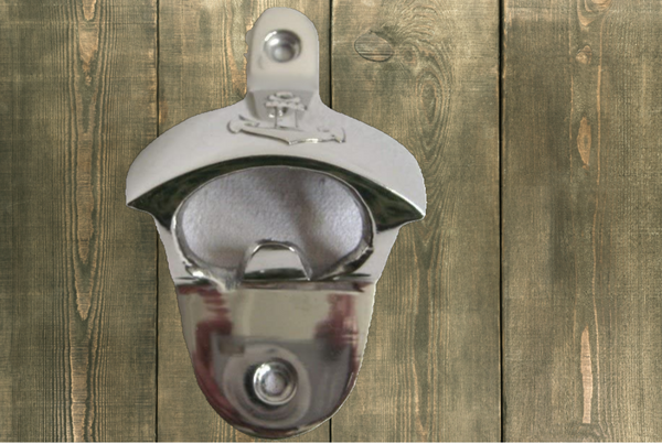 Abridor de botellas de pared marítima - latón, niquelado - motivo de ancla 