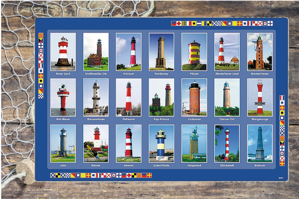 4 Stück- Tischset Platzset Platzdeckchen -deutsche Leuchttürme -43 cm-abwaschbar