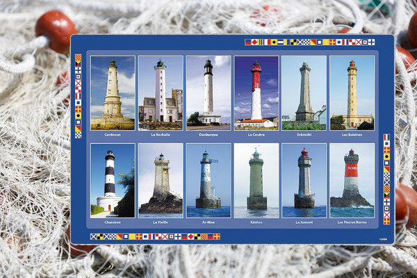 Lote de 4 manteles individuales - Faros franceses - 43 cm 