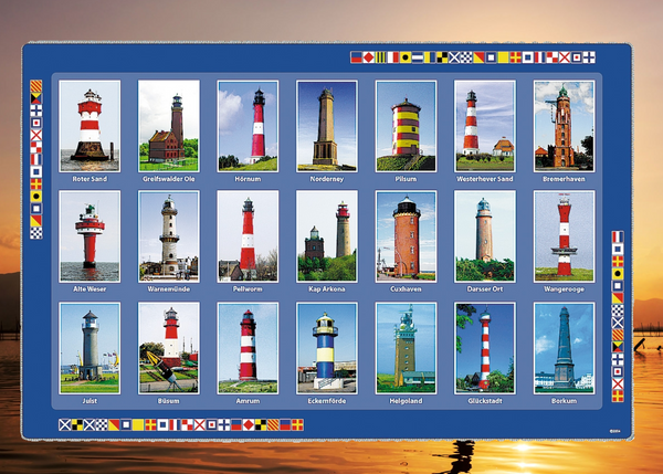 1X Platzdeckchen -Leuchtturm -deutsche oder französische Leuchttürme -43 cm- abwaschbar - maritime-deco