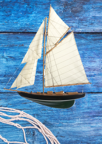 62 cm- Große Yacht, Halbmodell, Schiffsmodell, Segler, Holz Wandmontage