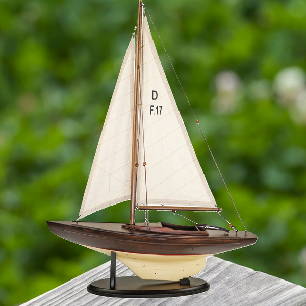 59 cm - Yate grande y decorativo, velero, modelo de barco, velero de madera 
