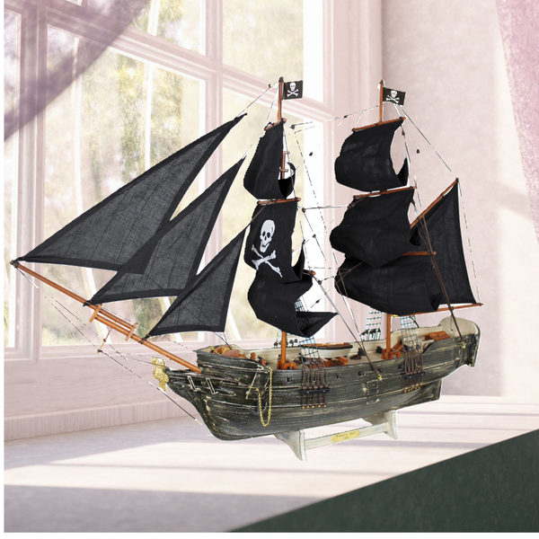Velero grande, modelo de barco, pirata, diseño antiguo, aspecto desgastado 