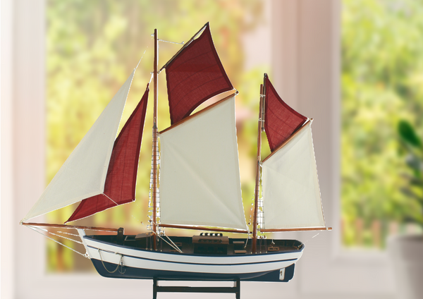 Große Yacht, Segelschiff, Schiffsmodell, Segler, Segelyacht Holz 75 cm - maritime-deco