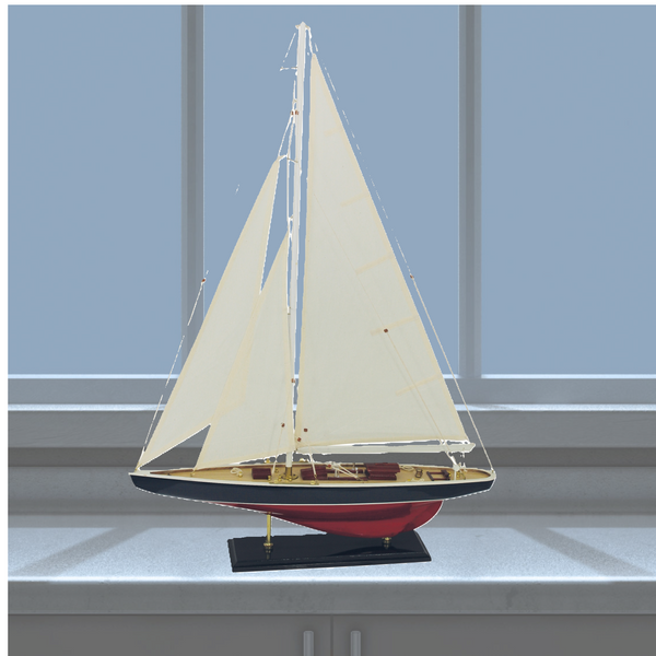 Yate grande y decorativo, velero, modelo de barco, yate de vela, madera/lino 