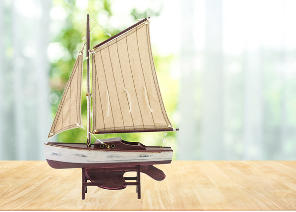 Yacht, Segelschiff, Schiffsmodell, Segler, Segelyacht Holz 36 cm- Antikdesign