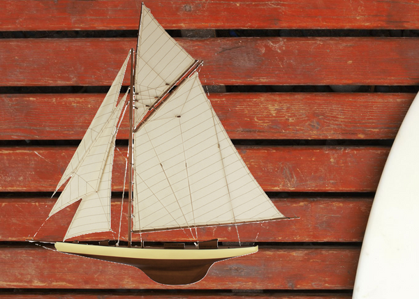 Große Yacht, Halbmodell, Schiffsmodell, Segler, Holz 120 cm