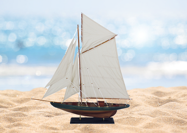 Große Yacht, Segelschiff, Schiffsmodell Segelyacht Holz 83 cm - maritime-deco