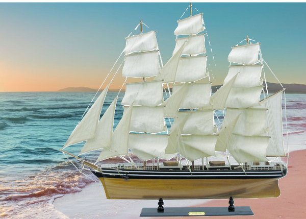 Großes Segelschiff, Schiffsmodell Segler Holz 107 cm - maritime-deco