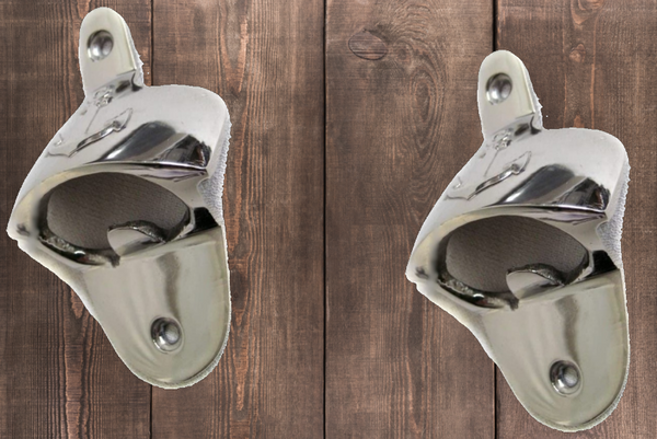 Juego de 2 - abridor de botellas de pared - latón, niquelado - motivo de ancla - marítimo 