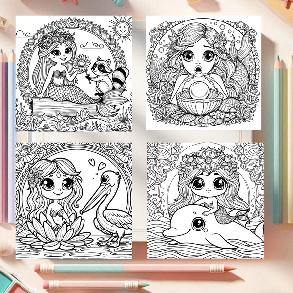 *40 Malvorlagen- Meerjungfrau Mandalastil- versandkostenfrei