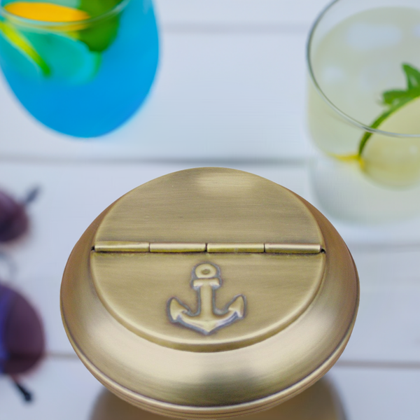 Klappaschenbecher - Aschenbecher Messing brüniert- matt gebürstet- 10 cm- kein polieren - maritime-deco